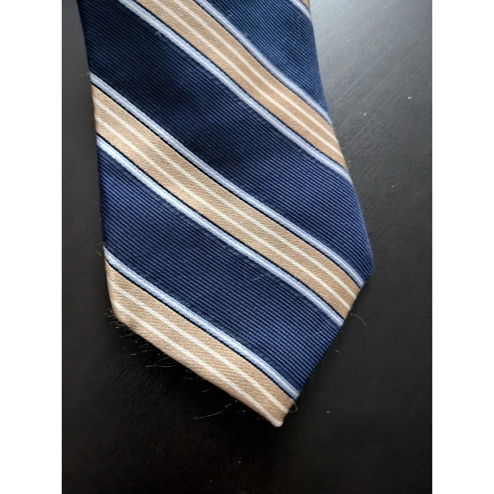 Nautica Silk‎ Tie Necktie Navy Blue Beige 59